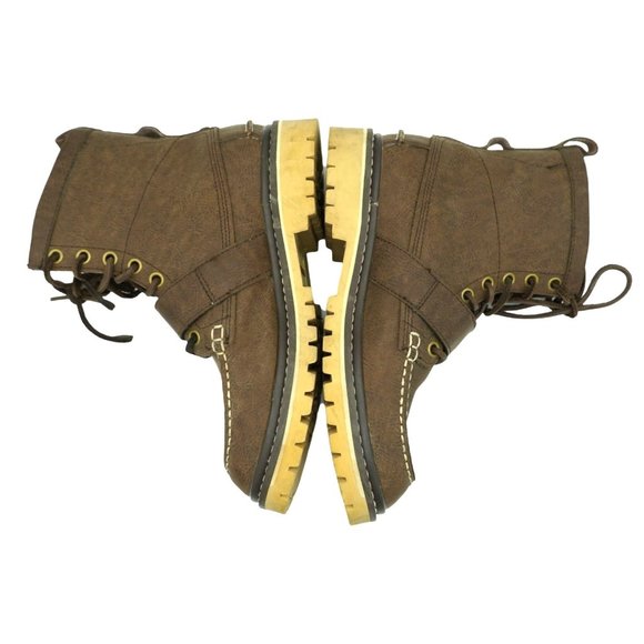 Marc Ecko Blackwelder Boots Brown Leather Men's Size 7 Ankle Boots Buckle Strap - Picture 2 of 9